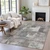 8' X 10' Pewter Khaki And Charcoal Abstract Washable Indoor Outdoor Area Rug