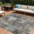 8' X 10' Pewter Khaki And Charcoal Abstract Washable Indoor Outdoor Area Rug
