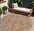 8' Copper And Beige Round Geometric Washable Indoor Outdoor Area Rug
