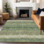 8' X 10' Green Gray And Ivory Striped Washable Indoor Outdoor Area Rug