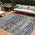 10' X 14' Black Gray And Charcoal Abstract Washable Indoor Outdoor Area Rug