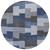 8' Navy Blue And Sky Blue Round Geometric Washable Indoor Outdoor Area Rug - Navy Blue, Sky Blue