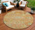 8' Coral Blue And Green Round Floral Washable Indoor Outdoor Area Rug