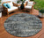 8' Charcoal And Gray Round Geometric Washable Indoor Outdoor Area Rug