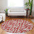 8' Red And Ivory Round Abstract Washable Indoor Outdoor Area Rug Transitional Style - Red, Ivory Color