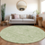 8' Artichoke Green And Ivory Round Damask Washable Indoor Outdoor Area Rug