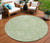 8' Artichoke Green And Ivory Round Damask Washable Indoor Outdoor Area Rug - Artichoke Green, Ivory