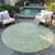 8' Artichoke Green And Ivory Round Damask Washable Indoor Outdoor Area Rug - Artichoke Green, Ivory