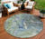 8' Green And Lime Green Round Abstract Washable Indoor Outdoor Area Rug - Green, Lime Green