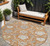 8' Copper Ivory And Gray Round Damask Washable Indoor Outdoor Area Rug