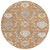 8' Copper Ivory And Gray Round Damask Washable Indoor Outdoor Area Rug