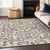 9' X 12' Taupe And Ivory Floral Washable Indoor Outdoor Area Rug