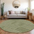 8' Olive Green And Ivory Round Geometric Washable Indoor Outdoor Area Rug Transitional Style - Olive Green, Ivory Color