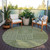 8' Olive Green And Ivory Round Geometric Washable Indoor Outdoor Area Rug Transitional Style - Olive Green, Ivory Color
