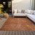 10' X 14' Copper Brown And Beige Abstract Washable Indoor Outdoor Area Rug