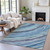 8' X 10' Blue Aqua And Ivory Abstract Washable Indoor Outdoor Area Rug