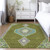 9' X 12' Olive Green Pink And Ivory Oriental Washable Indoor Outdoor Area Rug