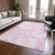 10' X 14' Pink and Ivory Floral Washable Non Skid Indoor Outdoor Area Rug