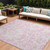 10' X 14' Pink and Ivory Floral Washable Non Skid Indoor Outdoor Area Rug