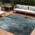10' X 14' Teal Blue Gray And Ivory Abstract Washable Indoor Outdoor Area Rug - Teal Blue, Gray, Ivory