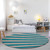8' Round Turquoise Round Striped Washable Non Skid Indoor Outdoor Area Rug - Turquoise