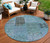 8' Teal Blue Aqua And Gray Round Patchwork Washable Indoor Outdoor Area Rug
