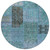8' Teal Blue Aqua And Gray Round Patchwork Washable Indoor Outdoor Area Rug