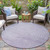 8' Lavender And Silver Round Abstract Washable Indoor Outdoor Area Rug