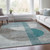 8' X 10' Teal Blue And Gray Geometric Washable Indoor Outdoor Area Rug - Teal Blue, Gray