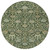 8' Green Tan And Gray Round Floral Washable Indoor Outdoor Area Rug