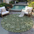 8' Green Tan And Gray Round Floral Washable Indoor Outdoor Area Rug