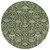 8' Green Tan And Gray Round Floral Washable Indoor Outdoor Area Rug