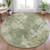 8' Sage And Beige Round Abstract Washable Indoor Outdoor Area Rug - Sage, Beige