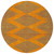 8' Orange And Blue Round Geometric Washable Indoor Outdoor Area Rug