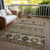 9' X 12' Chocolate Taupe And Gold Tribal Washable Indoor Outdoor Area Rug