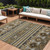 9' X 12' Chocolate Taupe And Gold Tribal Washable Indoor Outdoor Area Rug