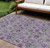 9' X 12' Purple And Gray Floral Washable Indoor Outdoor Area Rug - Purple, Gray