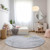 8' Silver Gray And Ivory Round Abstract Washable Indoor Outdoor Area Rug Transitional Style - Silver, Gray, Ivory Color