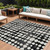 8' X 10' Black And Ivory Abstract Washable Indoor Outdoor Area Rug Transitional Style - Black, Ivory Color