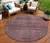 8' Merlot And Gray Round Striped Washable Indoor Outdoor Area Rug