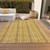 10' X 14' Gold And Copper Striped Washable Indoor Outdoor Area Rug