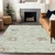 9' X 12' Artichoke Green Ivory And Brown Floral Washable Indoor Outdoor Area Rug