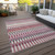 9' X 12' Mauve Merlot And Ivory Southwestern Washable Indoor Outdoor Area Rug