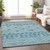 9' X 12' Teal Blue And Aqua Geometric Washable Indoor Outdoor Area Rug - 608219179083
