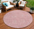8' Blush Pink And Ivory Round Floral Washable Indoor Outdoor Area Rug