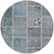 8' Teal Blue Aqua And Beige Round Patchwork Washable Indoor Outdoor Area Rug