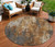 8' Rust Gray And Ivory Round Abstract Washable Indoor Outdoor Area Rug