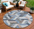8' Blue Round Geometric Washable Indoor Outdoor Area Rug - Blue