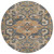 8' Terra Cotta And Charcoal Round Damask Washable Indoor Outdoor Area Rug - Terra Cotta, Charcoal