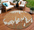 8' Orange And Brown Round Abstract Washable Indoor Outdoor Area Rug